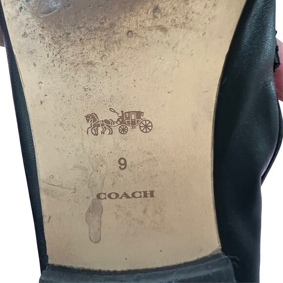 Coach Haley Black Leather Loafers Size 9 Slip-On Flats Classic Parisian Shoe - Picture 10 of 10